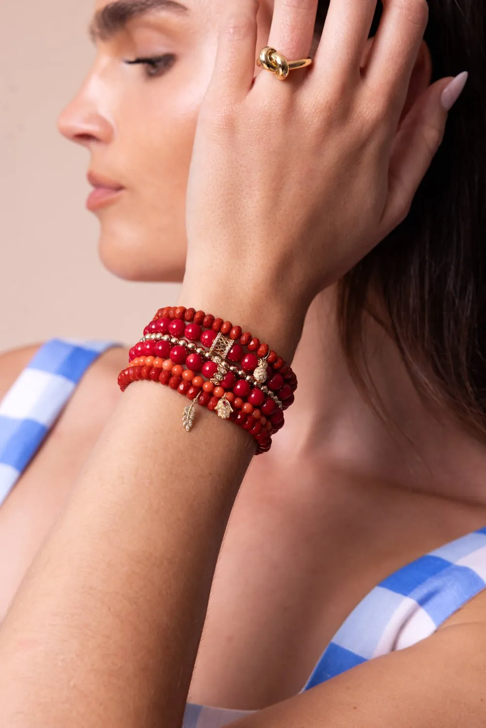 Pineapple Bamboo Coral Charm Bracelet