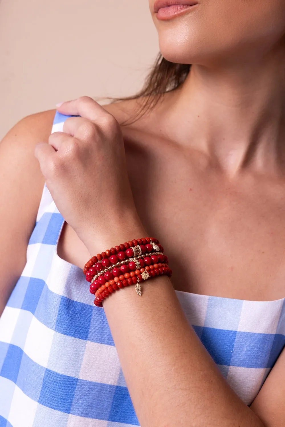 Pineapple Bamboo Coral Charm Bracelet