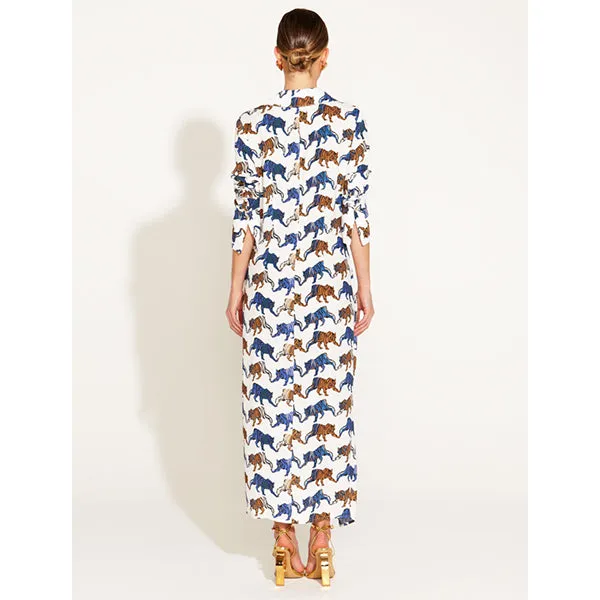 Queen of the Jungle Fitted Faux Wrap Dress - Tigers