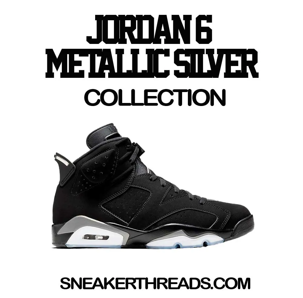 Retro 6 Metallic Silver Shirt - Fly Kicks - Black