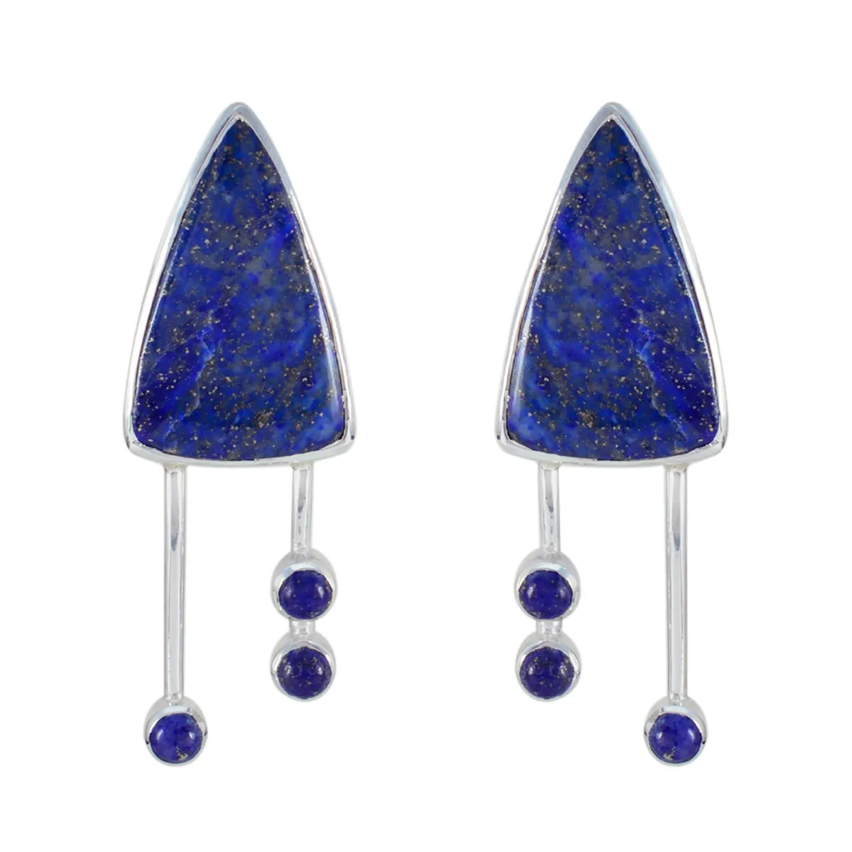 Riyo Elegant 925 Sterling Silver Earring For Lady Lapis Lazuli Earring Bezel Setting Blue Earring Stud Earring