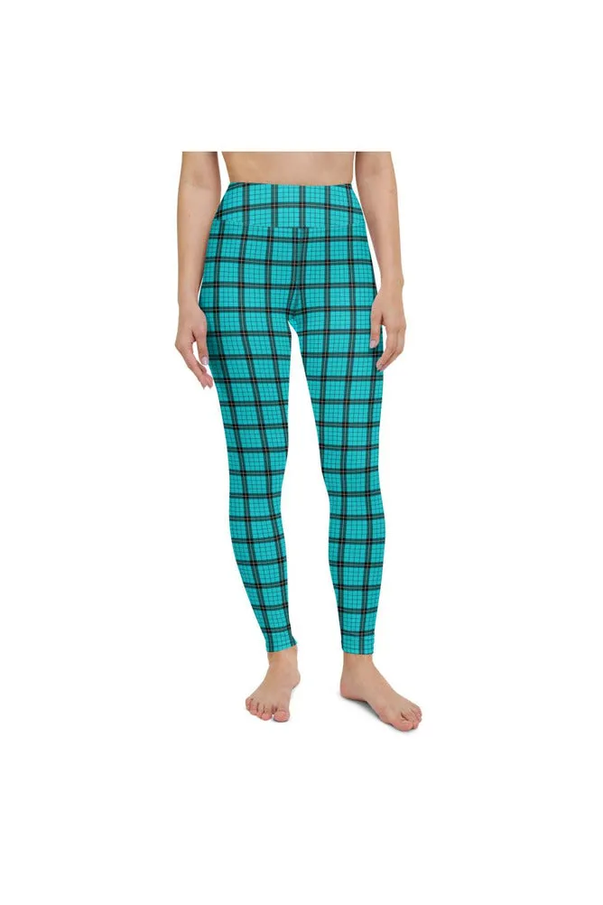 Robin's Egg Blue Plaid Yoga Leggings