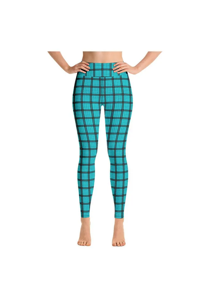 Robin's Egg Blue Plaid Yoga Leggings