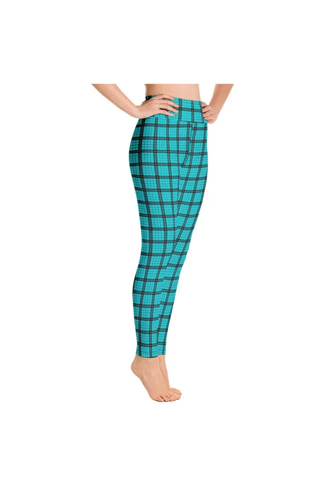 Robin's Egg Blue Plaid Yoga Leggings