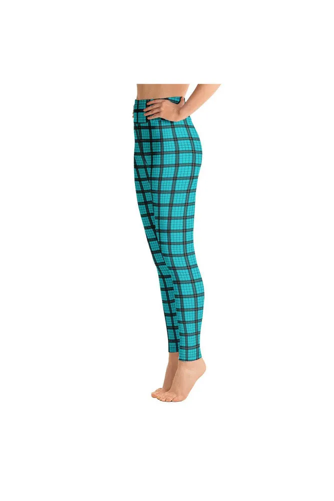 Robin's Egg Blue Plaid Yoga Leggings