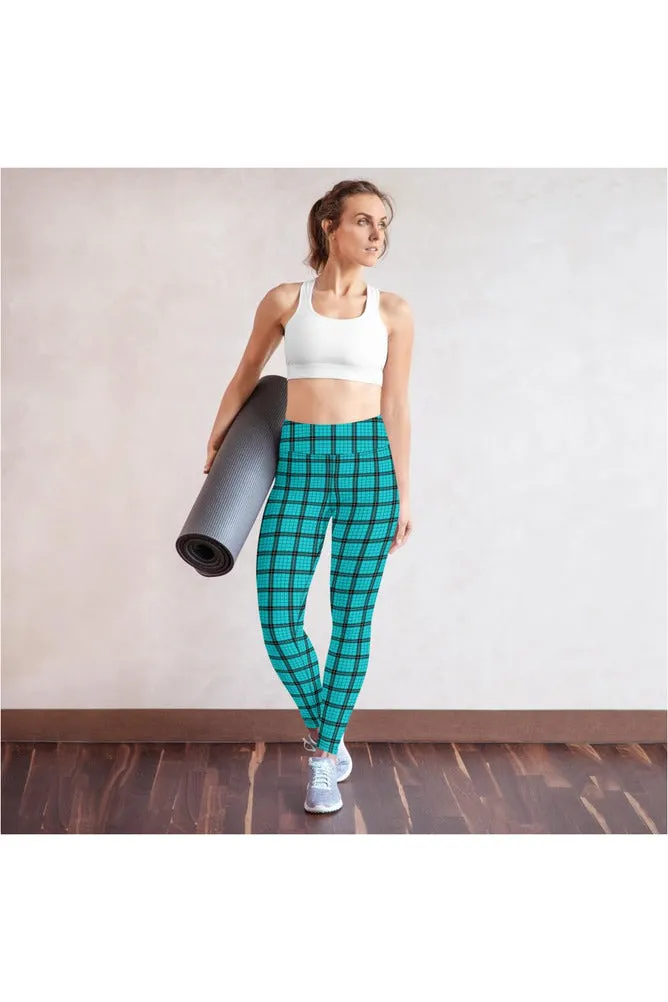 Robin's Egg Blue Plaid Yoga Leggings