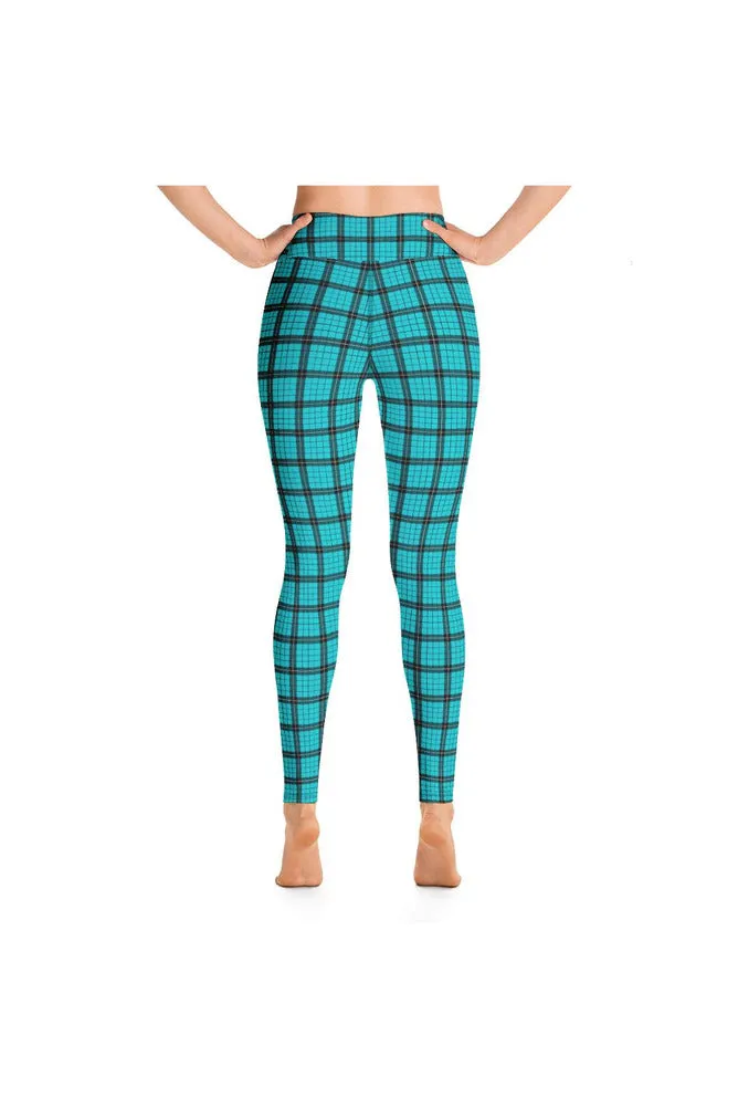 Robin's Egg Blue Plaid Yoga Leggings