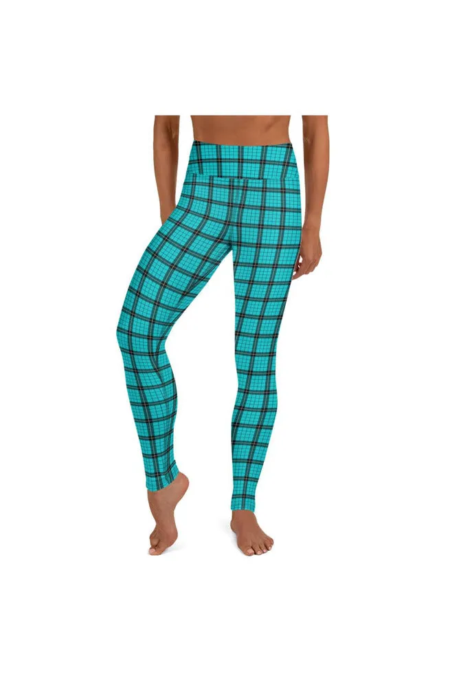 Robin's Egg Blue Plaid Yoga Leggings