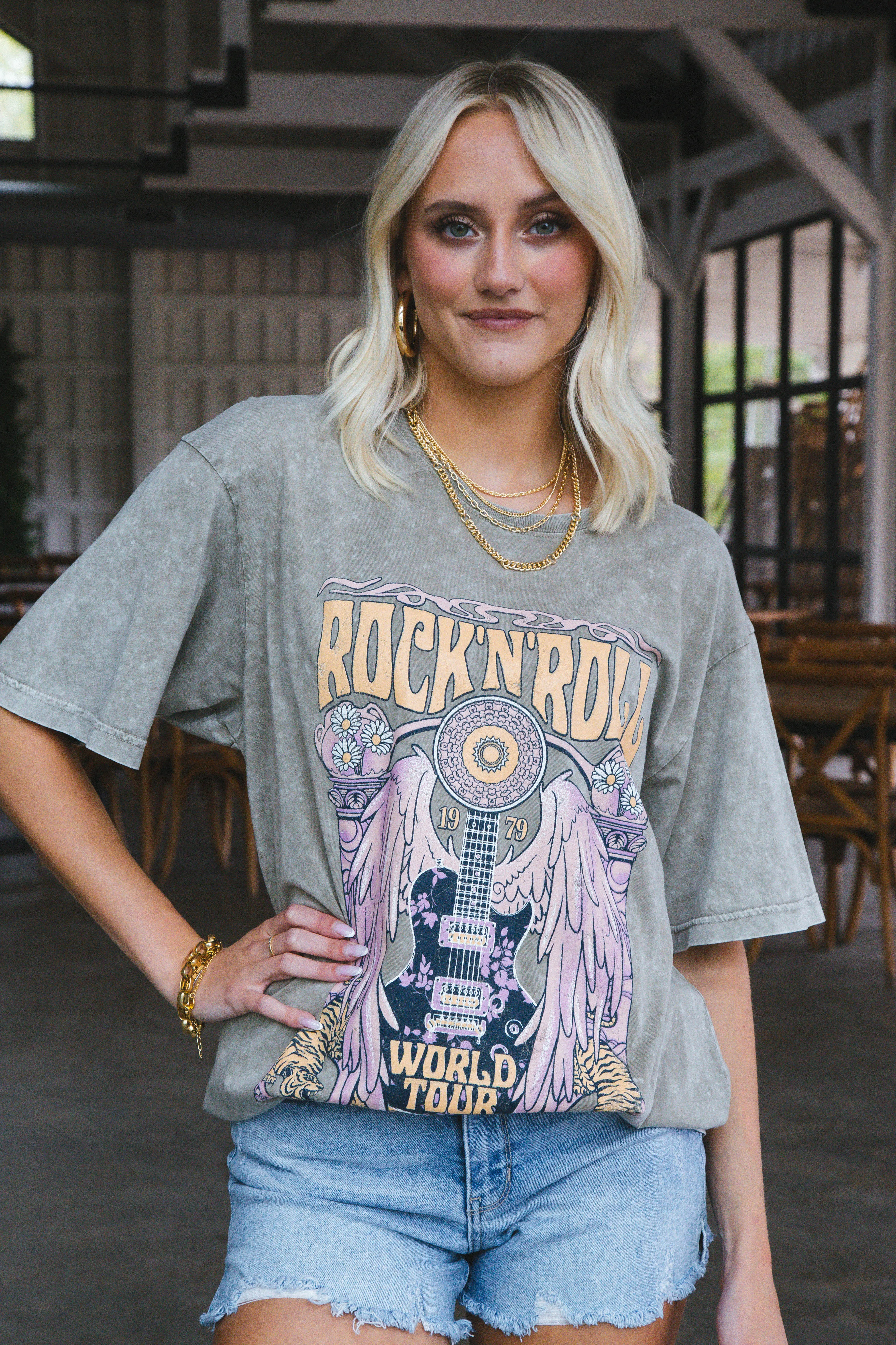 Rock N Roll World Tour Tee, Mocha | Extended Sizes