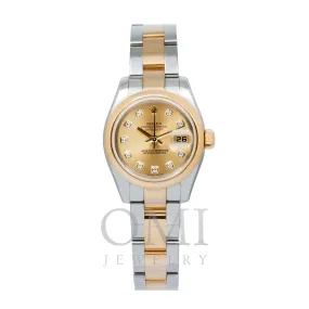 Rolex Lady-Datejust 179163 26MM Champagne Diamond Dial With Two Tone Oyster Bracelet