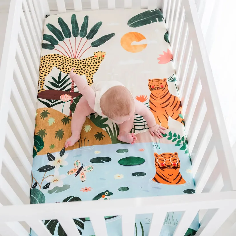 Rookie Humans Cotton Sateen Crib Sheet - In the Jungle