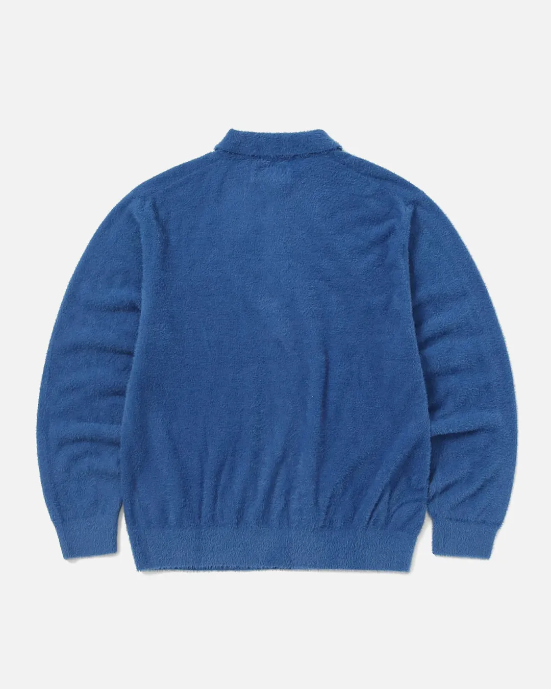 Script Shaggy Knit Polo - Blue