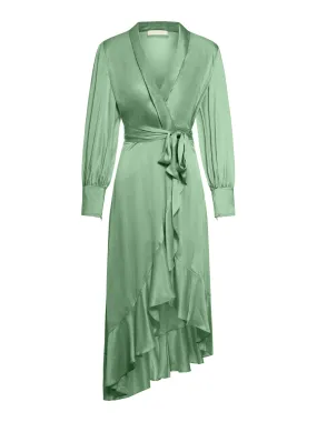 Silk Wrap Midi Dress