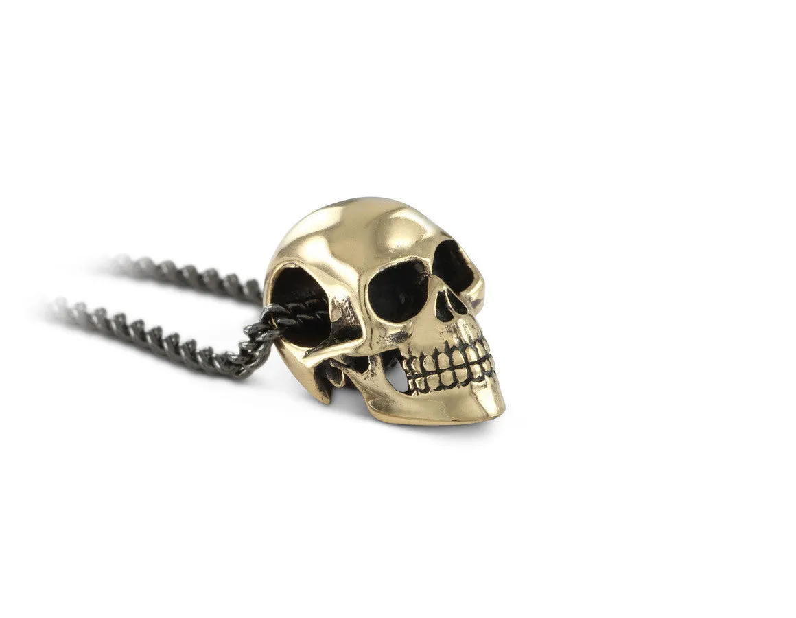 Small Skull Necklace - Bronze