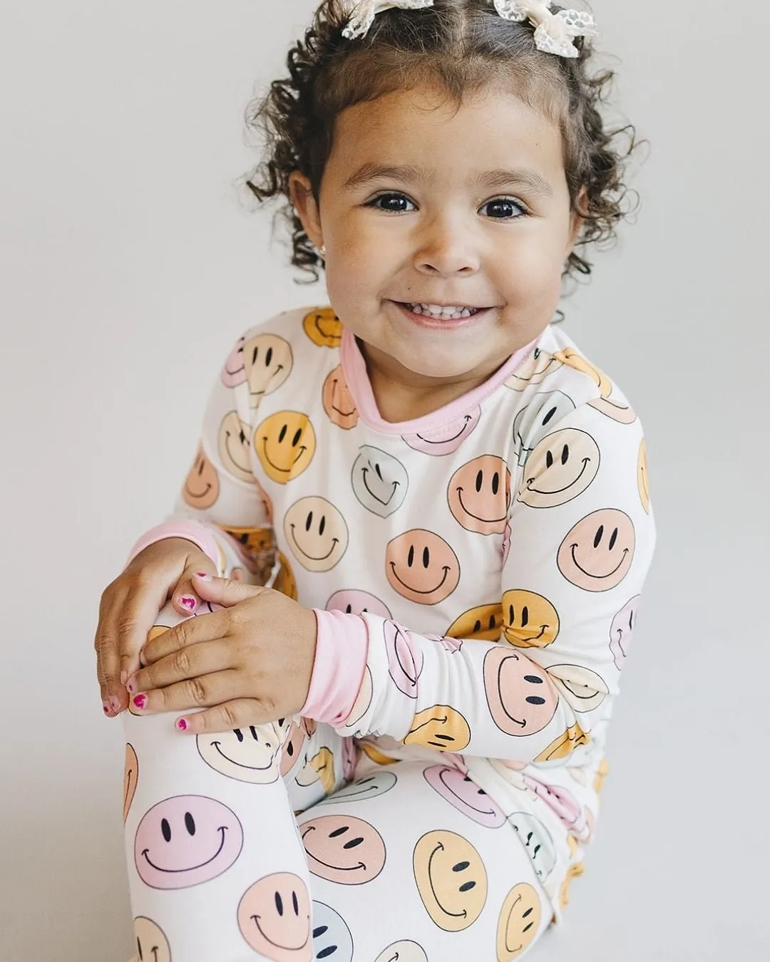 Smiley Bamboo Two Piece Set | Pink