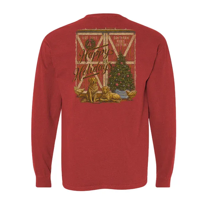 Southern Fried Cotton Christmas On The Farm Long Sleeve Tee