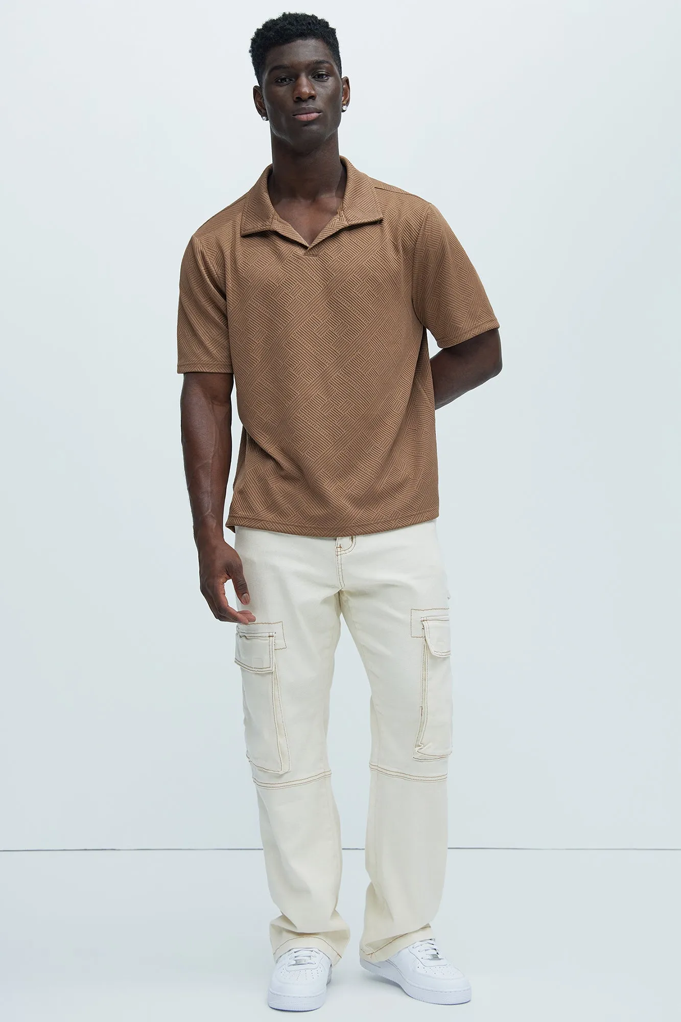 Stay In Lane Contrast Stitch Cargo Pants - Ivory