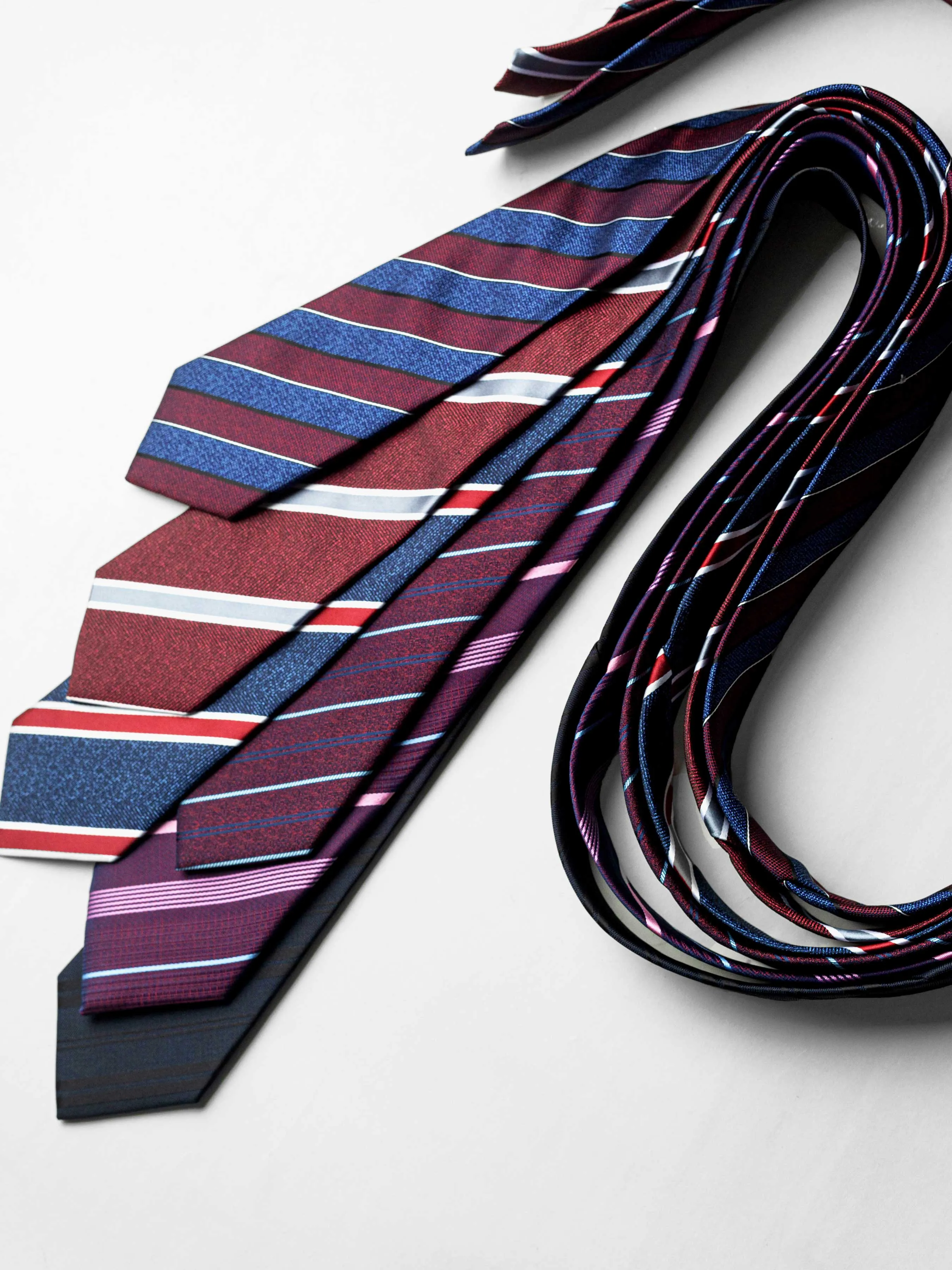 Stripes Tie - Red Burgundy with Grey Line