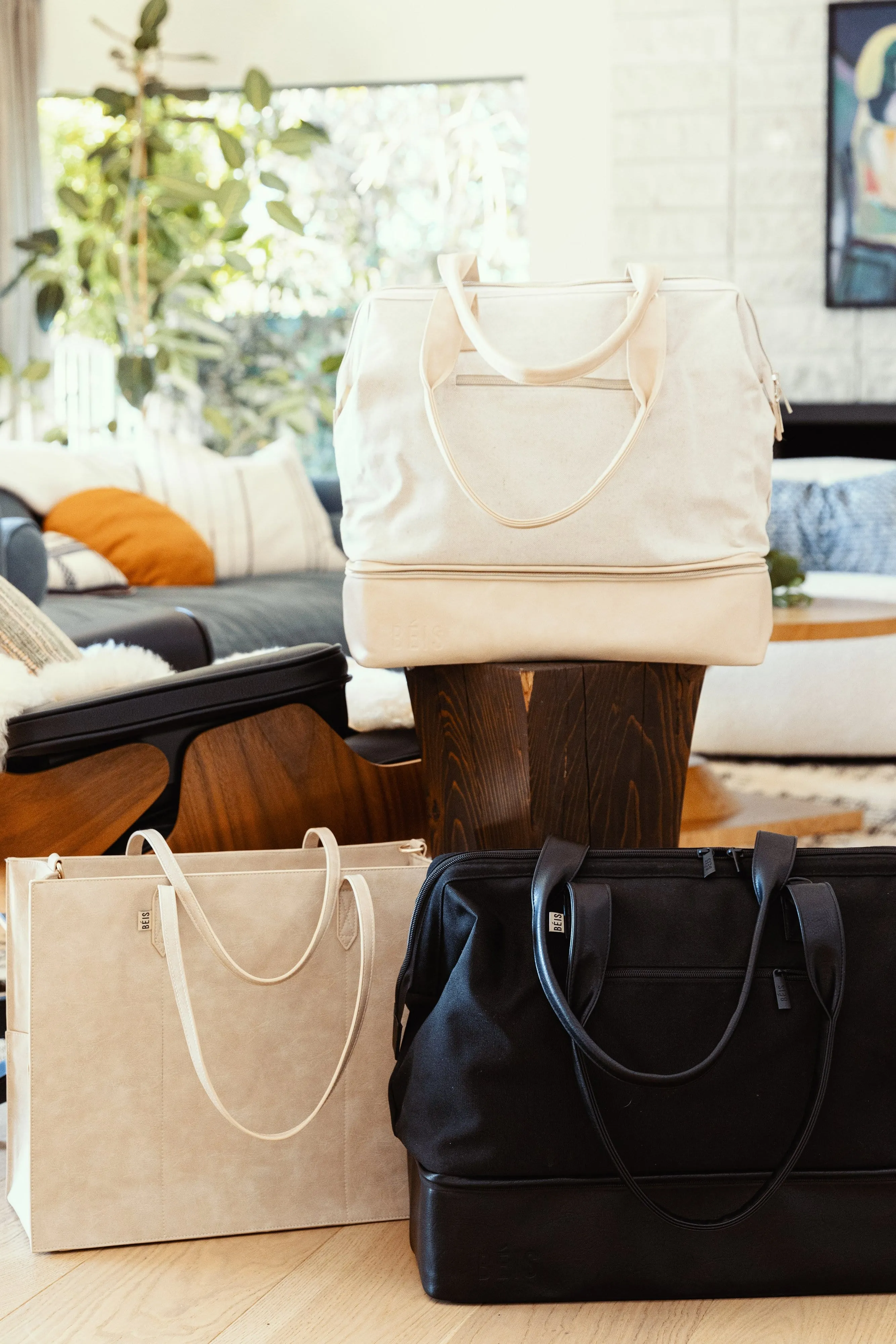 The Convertible Mini Weekender in Beige