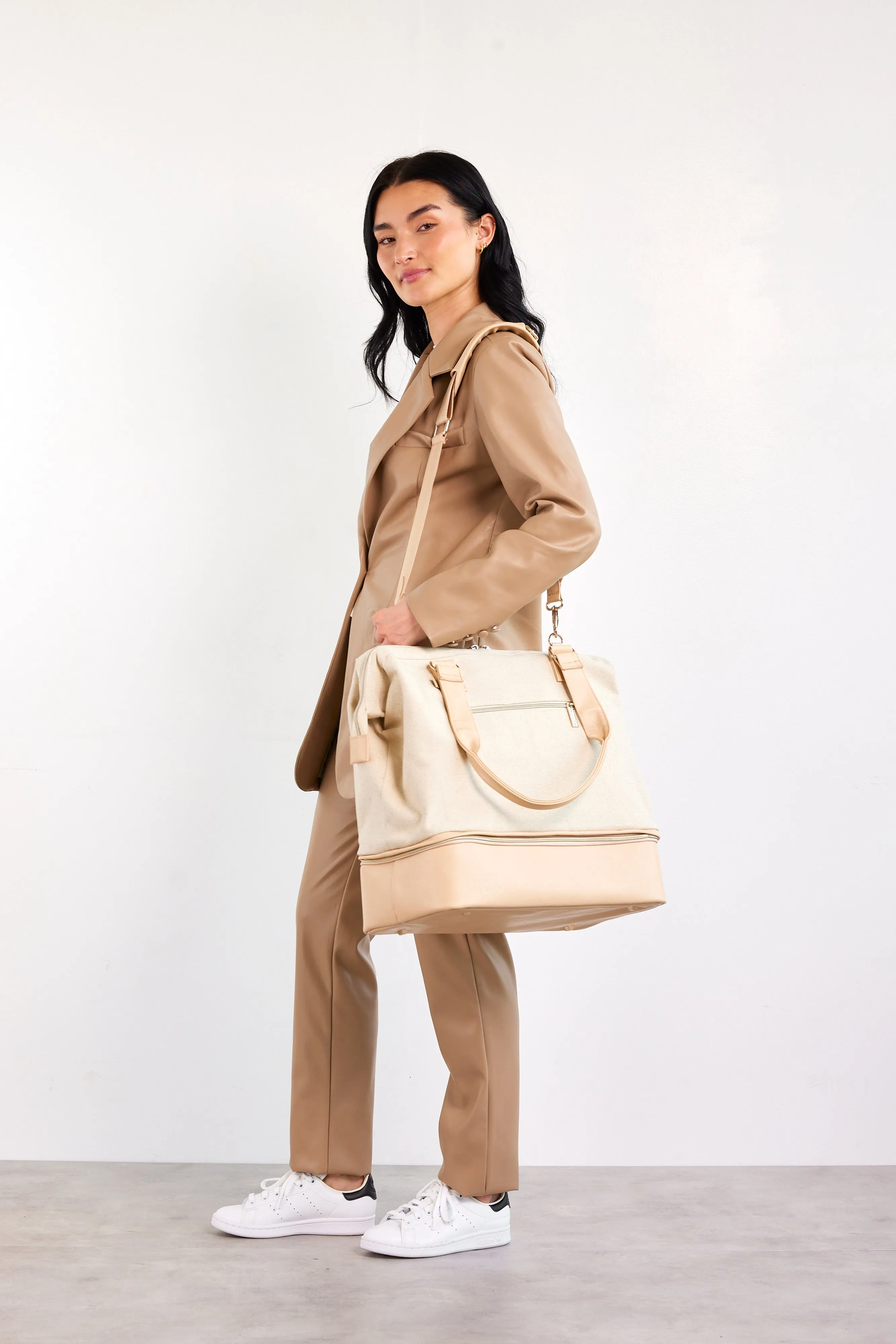 The Convertible Mini Weekender in Beige