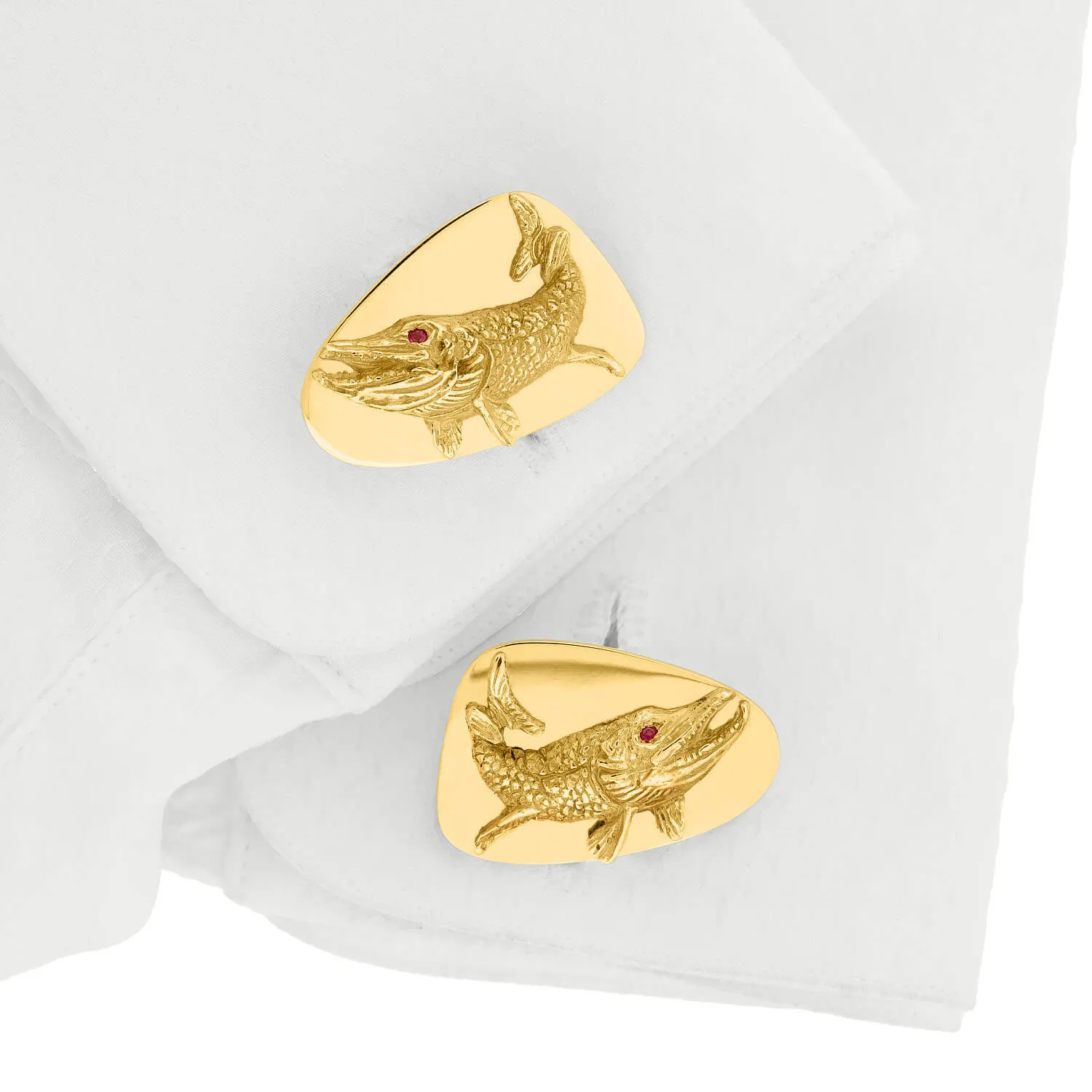 TIFFANY & CO. 14k Ruby Fish Cuff Links