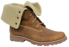 Timberland Roll Top Juniors Boots Boys Kids Brown Leather Fleece 50919 B28E