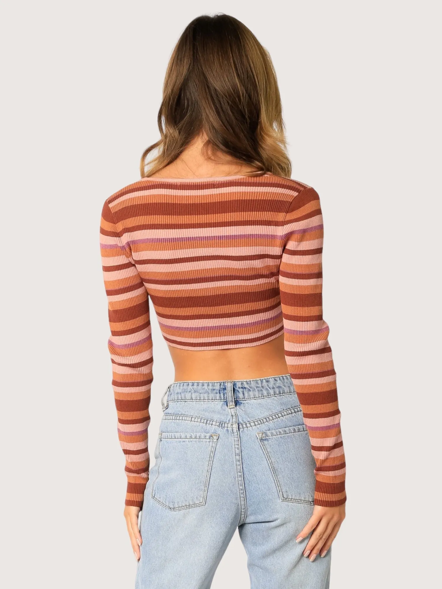 Twisted Front Striped Top | Rust