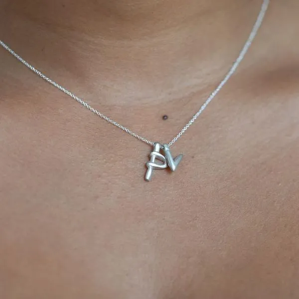 V - handwritten letter necklace