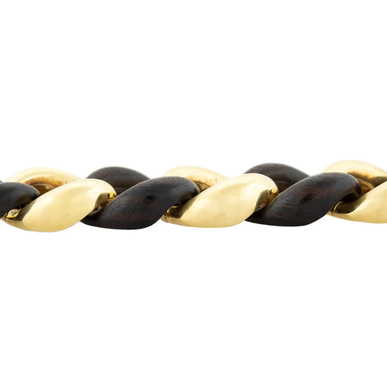 VALENTIN MAGRO Estate 18k Gold & Wood Curb Link Bracelet