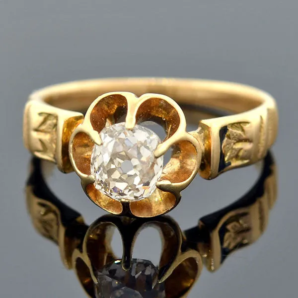 Victorian 14kt Enameled Diamond Engagement Ring .60ct