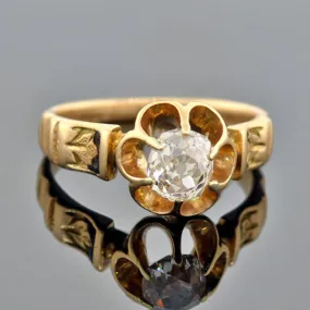 Victorian 14kt Enameled Diamond Engagement Ring .60ct