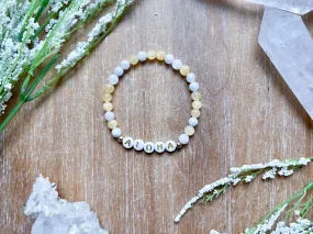 Yellow Calcite & Moonstone ALOHA Beaded Bracelet || Reiki Infused