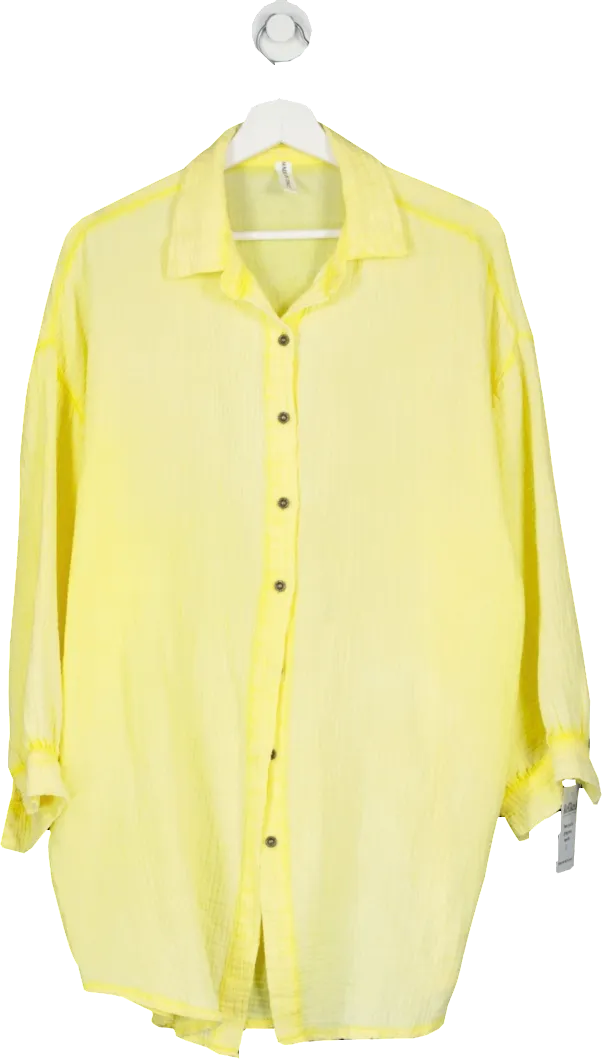 Yellow Cotton Textured Shirt UK M